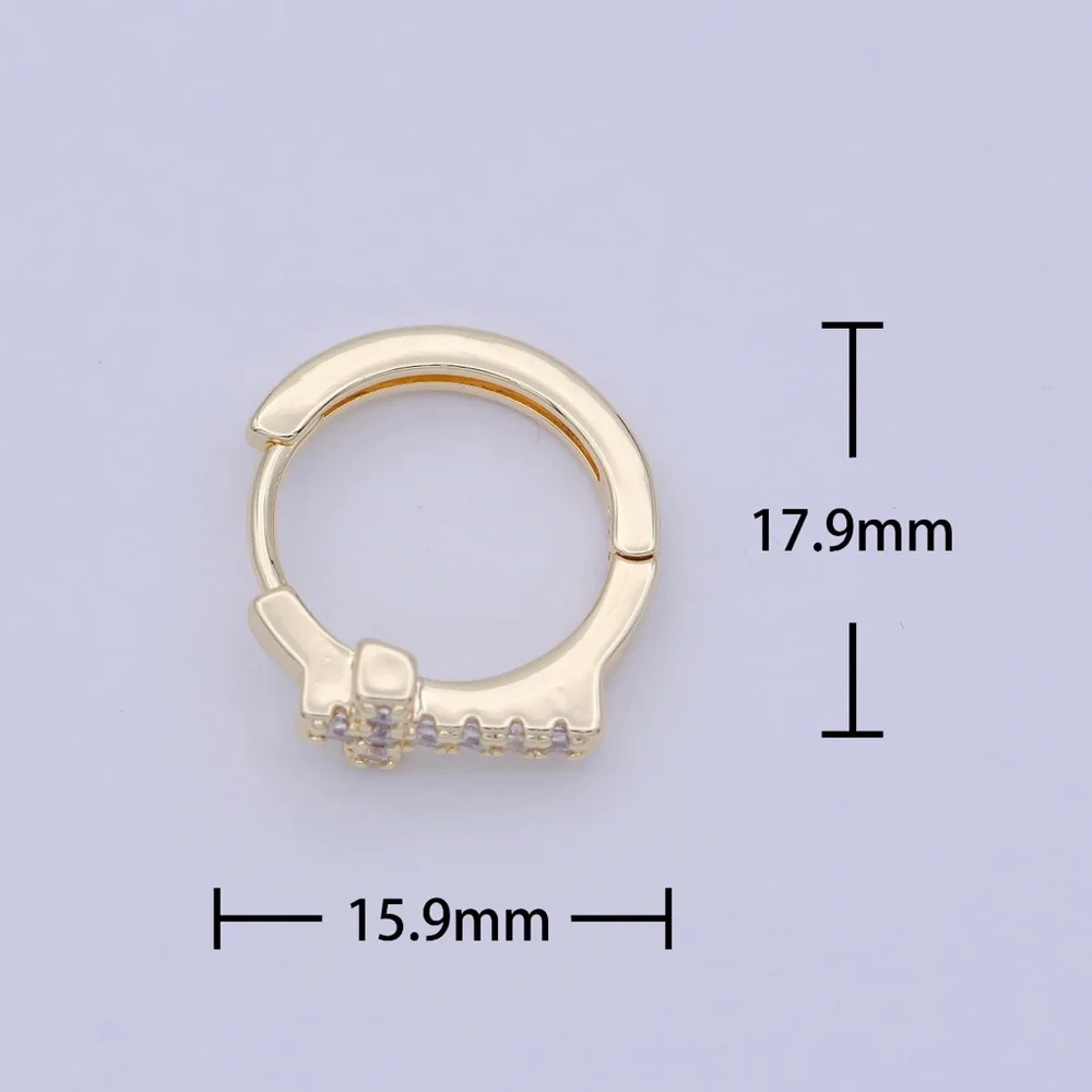 Dainty Cross cz hoop earrings